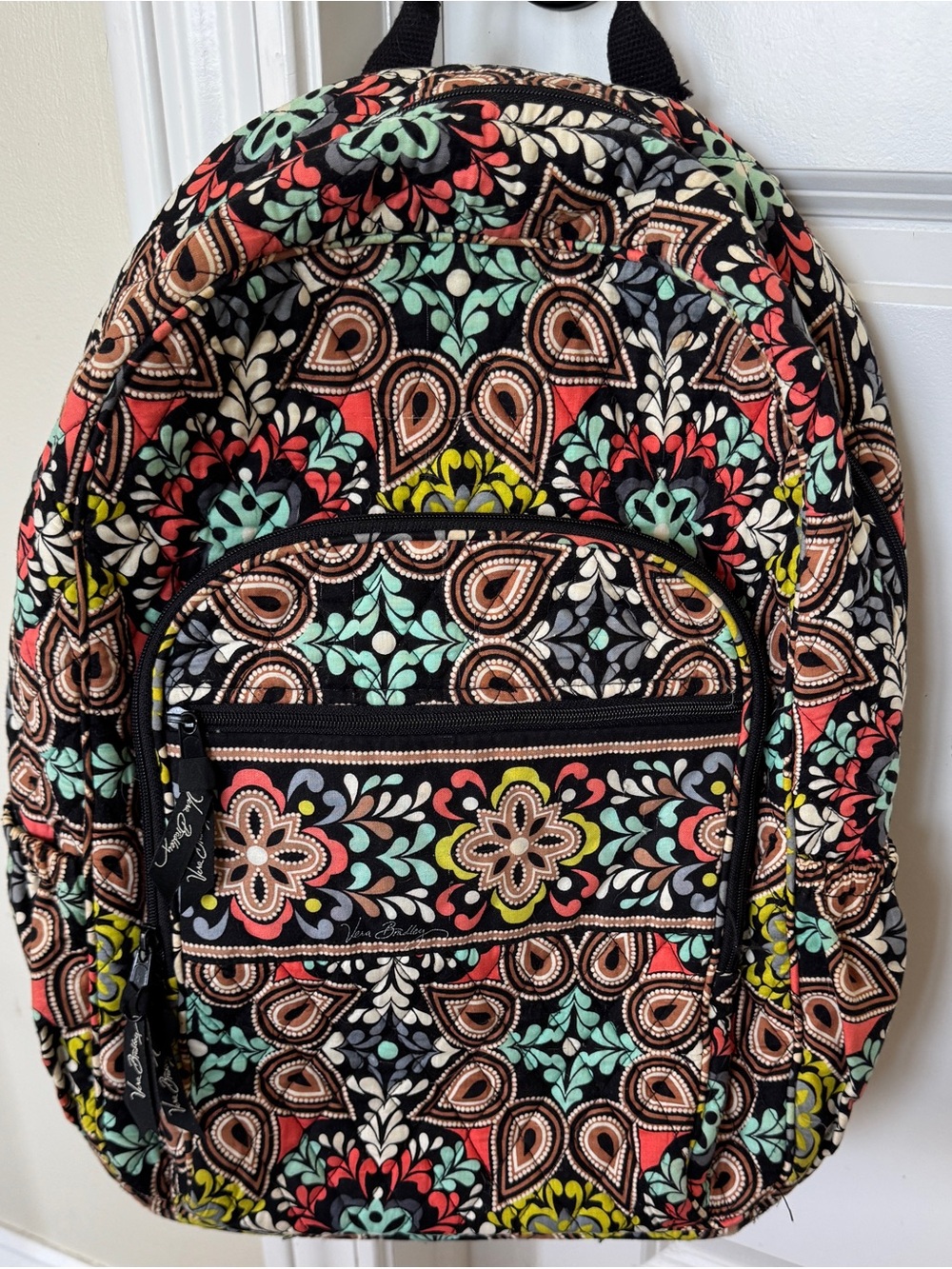 Vera Bradley Quilted Backpack Paisley Floral Multicolor Laptop School Travel Bag